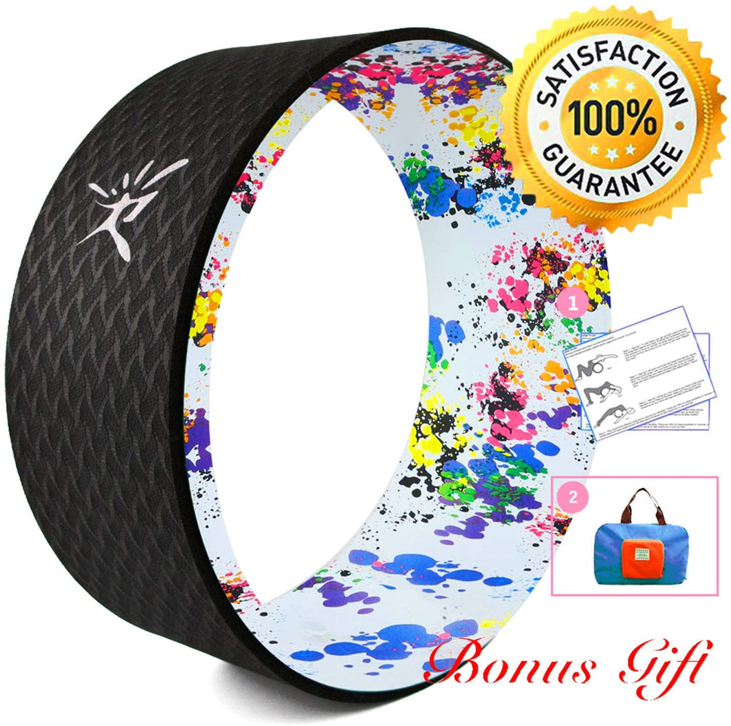 Yoga Wheel - Strongest Most Comfortable Dharma Yoga Prop Wheel for Yoga Poses, Perfect Roller for Stretching, Increasing Flexibility